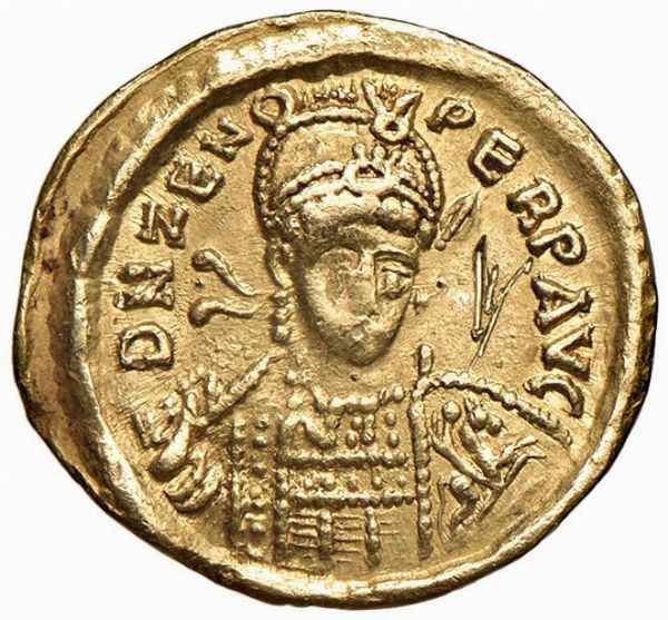 OSTROGOTI. TEODORICO (493-526) A NOME DI ZENO (474-491). ZECCA INCERTA. SOLIDO  - Asta Medaglie napoleoniche, monete toscane di grande modulo. Aurea: monete e medaglie d'oro - Associazione Nazionale - Case d'Asta italiane