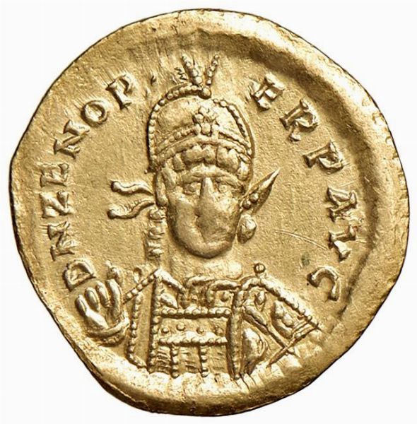 IMPERO ROMANO. ZENO (474-491). ZECCA DI COSTANTINOPOLI. SOLIDO  - Asta Medaglie napoleoniche, monete toscane di grande modulo. Aurea: monete e medaglie d'oro - Associazione Nazionale - Case d'Asta italiane