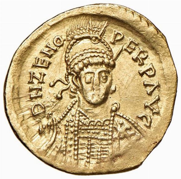 ERULI. ODOACRE (476-493) A NOME DI ZENO (474-491). ZECCA INCERTA ITALIANA. SOLIDO  - Asta Medaglie napoleoniche, monete toscane di grande modulo. Aurea: monete e medaglie d'oro - Associazione Nazionale - Case d'Asta italiane