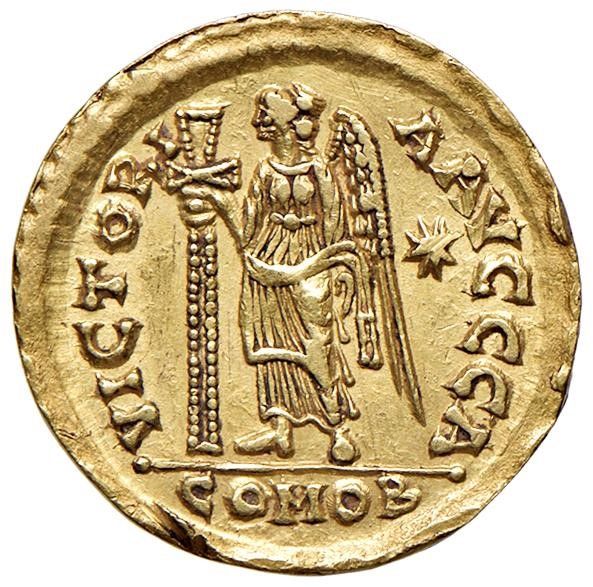 OSTROGOTI. TEODORICO (493-526) A NOME DI ANASTASIO (491-518). ZECCA DI ROMA. SOLIDO  - Asta Medaglie napoleoniche, monete toscane di grande modulo. Aurea: monete e medaglie d'oro - Associazione Nazionale - Case d'Asta italiane