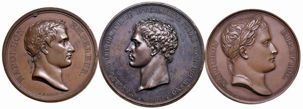 TRE MEDAGLIE NAPOLEONICHE IN BRONZO  - Asta Medaglie napoleoniche, monete toscane di grande modulo. Aurea: monete e medaglie d'oro - Associazione Nazionale - Case d'Asta italiane
