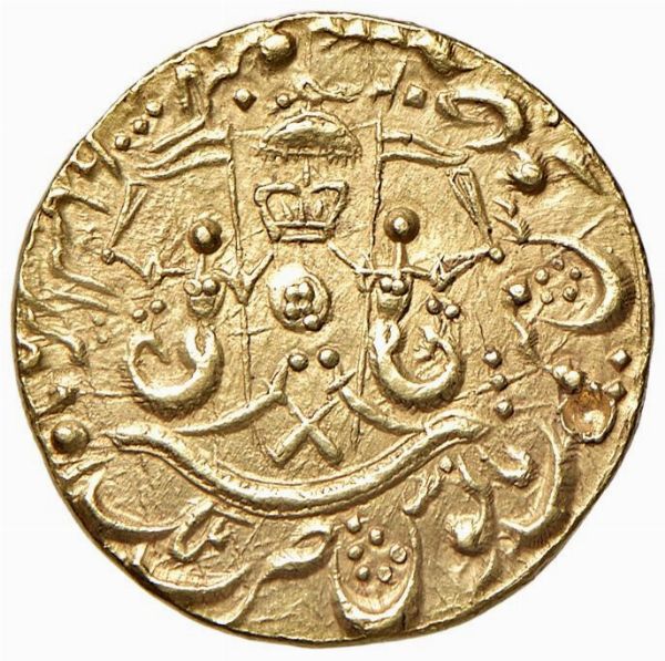 INDIA. WAJID AKU SHAH (1847-1856) MOHUR  - Asta Medaglie napoleoniche, monete toscane di grande modulo. Aurea: monete e medaglie d'oro - Associazione Nazionale - Case d'Asta italiane