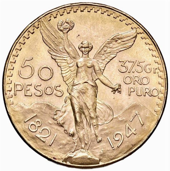 MESSICO. 50 PESOS 1847  - Asta Medaglie napoleoniche, monete toscane di grande modulo. Aurea: monete e medaglie d'oro - Associazione Nazionale - Case d'Asta italiane