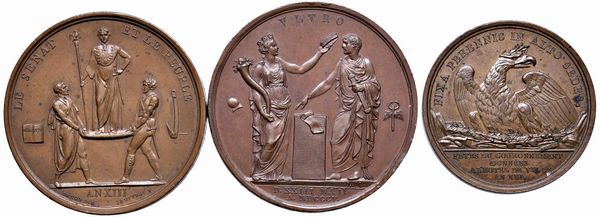 TRE MEDAGLIE NAPOLEONICHE IN BRONZO  - Asta Medaglie napoleoniche, monete toscane di grande modulo. Aurea: monete e medaglie d'oro - Associazione Nazionale - Case d'Asta italiane
