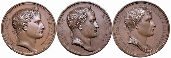 TRE MEDAGLIE NAPOLEONICHE IN BRONZO  - Asta Medaglie napoleoniche, monete toscane di grande modulo. Aurea: monete e medaglie d'oro - Associazione Nazionale - Case d'Asta italiane