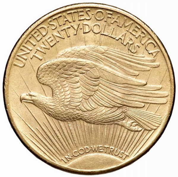 STATI UNITI. 20 DOLLARI 1924 SAINT GAUDENS  - Asta Medaglie napoleoniche, monete toscane di grande modulo. Aurea: monete e medaglie d'oro - Associazione Nazionale - Case d'Asta italiane
