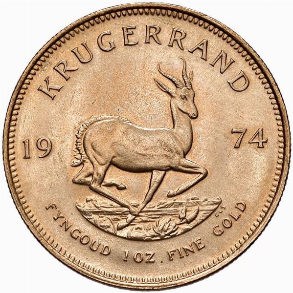 SUDAFRICA. KRUGERRAND 1974  - Asta Medaglie napoleoniche, monete toscane di grande modulo. Aurea: monete e medaglie d'oro - Associazione Nazionale - Case d'Asta italiane