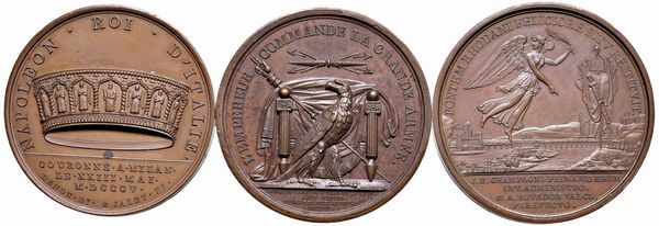 TRE MEDAGLIE NAPOLEONICHE IN BRONZO  - Asta Medaglie napoleoniche, monete toscane di grande modulo. Aurea: monete e medaglie d'oro - Associazione Nazionale - Case d'Asta italiane
