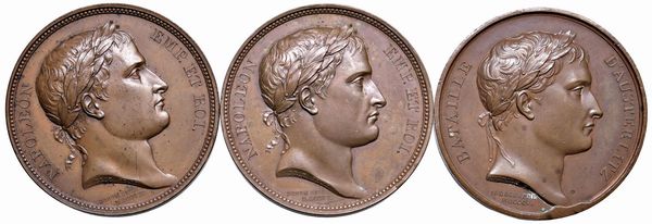 TRE MEDAGLIE NAPOLEONICHE IN BRONZO  - Asta Medaglie napoleoniche, monete toscane di grande modulo. Aurea: monete e medaglie d'oro - Associazione Nazionale - Case d'Asta italiane