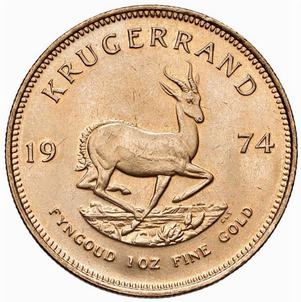 SUDAFRICA. KRUGERRAND 1974  - Asta Medaglie napoleoniche, monete toscane di grande modulo. Aurea: monete e medaglie d'oro - Associazione Nazionale - Case d'Asta italiane