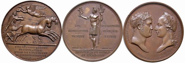 TRE MEDAGLIE NAPOLEONICHE IN BRONZO  - Asta Medaglie napoleoniche, monete toscane di grande modulo. Aurea: monete e medaglie d'oro - Associazione Nazionale - Case d'Asta italiane