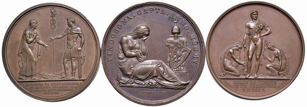 TRE MEDAGLIE NAPOLEONICHE IN BRONZO  - Asta Medaglie napoleoniche, monete toscane di grande modulo. Aurea: monete e medaglie d'oro - Associazione Nazionale - Case d'Asta italiane