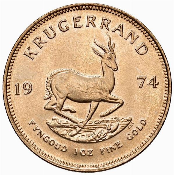 SUDAFRICA. KRUGERRAND 1974  - Asta Medaglie napoleoniche, monete toscane di grande modulo. Aurea: monete e medaglie d'oro - Associazione Nazionale - Case d'Asta italiane
