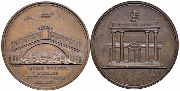 DUE MEDAGLIE NAPOLEONICHE IN BRONZO  - Asta Medaglie napoleoniche, monete toscane di grande modulo. Aurea: monete e medaglie d'oro - Associazione Nazionale - Case d'Asta italiane