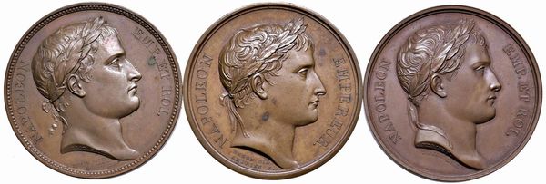 TRE MEDAGLIE NAPOLEONICHE IN BRONZO  - Asta Medaglie napoleoniche, monete toscane di grande modulo. Aurea: monete e medaglie d'oro - Associazione Nazionale - Case d'Asta italiane