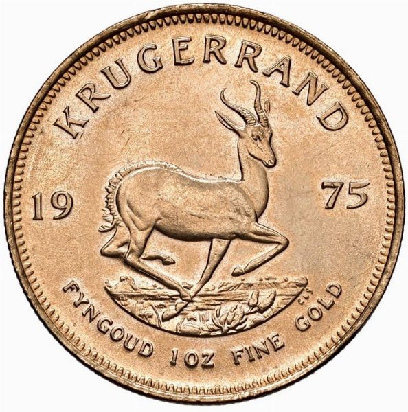 SUDAFRICA. KRUGERRAND 1975  - Asta Medaglie napoleoniche, monete toscane di grande modulo. Aurea: monete e medaglie d'oro - Associazione Nazionale - Case d'Asta italiane