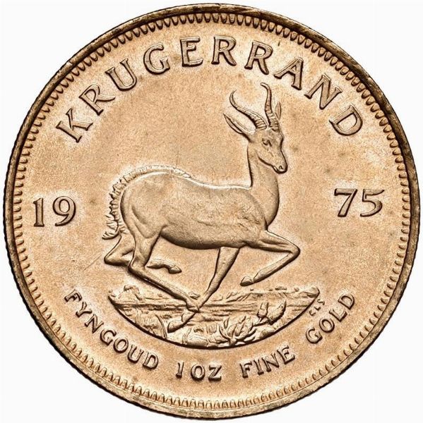 SUDAFRICA. KRUGERRAND 1975  - Asta Medaglie napoleoniche, monete toscane di grande modulo. Aurea: monete e medaglie d'oro - Associazione Nazionale - Case d'Asta italiane
