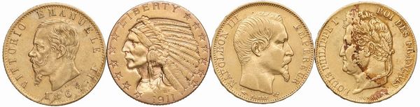 VARI STATI. QUATTRO MONETE IN ORO  - Asta Medaglie napoleoniche, monete toscane di grande modulo. Aurea: monete e medaglie d'oro - Associazione Nazionale - Case d'Asta italiane