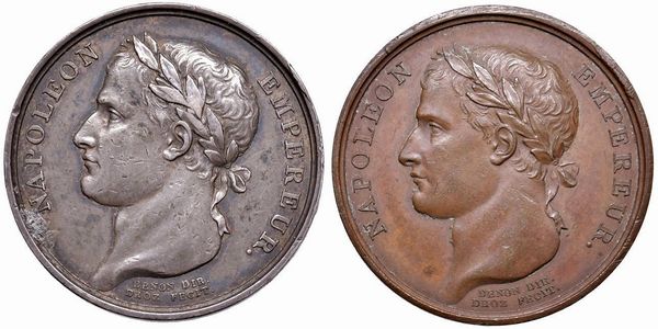 DUE MEDAGLIE NAPOLEONICHE IN ARGENTO E RAME PER L&rsquo;ANIMA DEL DEFUNTO DESAIX AN. XIII OP. DENON-DROZ  - Asta Medaglie napoleoniche, monete toscane di grande modulo. Aurea: monete e medaglie d'oro - Associazione Nazionale - Case d'Asta italiane
