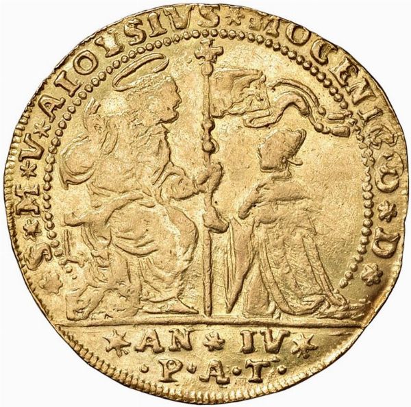 OTTIMA RIPRODUZIONE D&rsquo;EPOCA IN ORO DELL&rsquo;OSELLA DA 4 ZECCHINI DI ALVISE SEBASTIANO MOCENIGO  - Asta Medaglie napoleoniche, monete toscane di grande modulo. Aurea: monete e medaglie d'oro - Associazione Nazionale - Case d'Asta italiane