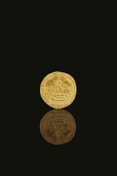 OTTIMA RIPRODUZIONE D&rsquo;EPOCA IN ORO DELL&rsquo;OSELLA DA 4 ZECCHINI DI ALVISE SEBASTIANO MOCENIGO  - Asta Medaglie napoleoniche, monete toscane di grande modulo. Aurea: monete e medaglie d'oro - Associazione Nazionale - Case d'Asta italiane