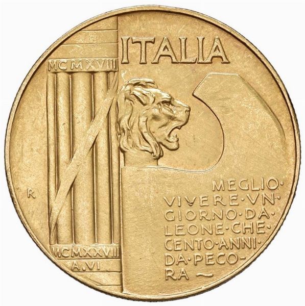 RIPRODUZIONE VENTI LIRE ELMETTO IN ORO  - Asta Medaglie napoleoniche, monete toscane di grande modulo. Aurea: monete e medaglie d'oro - Associazione Nazionale - Case d'Asta italiane