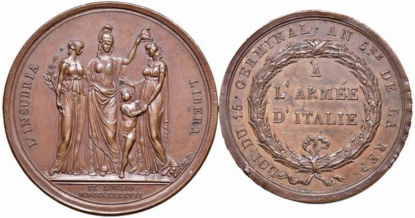 DUE MEDAGLIE NAPOLEONICHE IN BRONZO  - Asta Medaglie napoleoniche, monete toscane di grande modulo. Aurea: monete e medaglie d'oro - Associazione Nazionale - Case d'Asta italiane