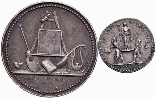 DUE MEDAGLIE NAPOLEONICHE IN ARGENTO  - Asta Medaglie napoleoniche, monete toscane di grande modulo. Aurea: monete e medaglie d'oro - Associazione Nazionale - Case d'Asta italiane