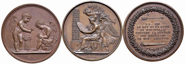 TRE MEDAGLIE NAPOLEONICHE IN BRONZO  - Asta Medaglie napoleoniche, monete toscane di grande modulo. Aurea: monete e medaglie d'oro - Associazione Nazionale - Case d'Asta italiane