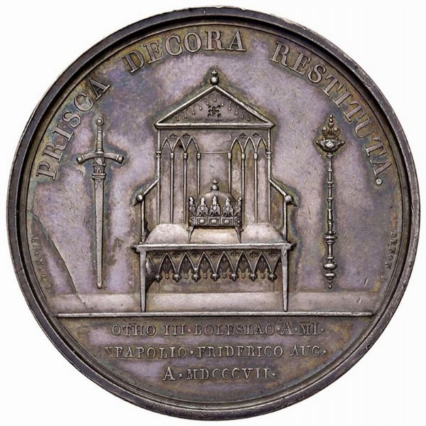 MEDAGLIA IN ARGENTO PER LA CREAZIONE DEL DUCATO DI VARSAVIA 1807 OP. ANDRIEU & DENON  - Asta Medaglie napoleoniche, monete toscane di grande modulo. Aurea: monete e medaglie d'oro - Associazione Nazionale - Case d'Asta italiane