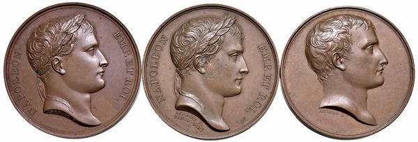 TRE MEDAGLIE NAPOLEONICHE IN BRONZO  - Asta Medaglie napoleoniche, monete toscane di grande modulo. Aurea: monete e medaglie d'oro - Associazione Nazionale - Case d'Asta italiane