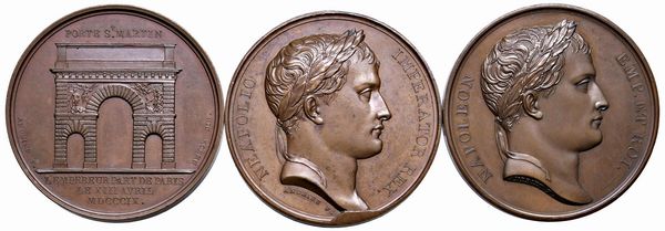 TRE MEDAGLIE NAPOLEONICHE IN BRONZO  - Asta Medaglie napoleoniche, monete toscane di grande modulo. Aurea: monete e medaglie d'oro - Associazione Nazionale - Case d'Asta italiane