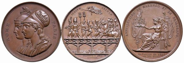 TRE MEDAGLIE NAPOLEONICHE IN BRONZO  - Asta Medaglie napoleoniche, monete toscane di grande modulo. Aurea: monete e medaglie d'oro - Associazione Nazionale - Case d'Asta italiane