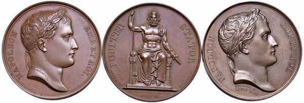 TRE MEDAGLIE NAPOLEONICHE IN BRONZO  - Asta Medaglie napoleoniche, monete toscane di grande modulo. Aurea: monete e medaglie d'oro - Associazione Nazionale - Case d'Asta italiane