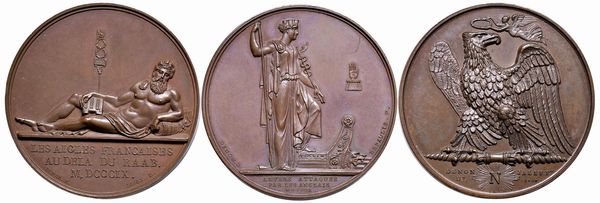 TRE MEDAGLIE NAPOLEONICHE IN BRONZO  - Asta Medaglie napoleoniche, monete toscane di grande modulo. Aurea: monete e medaglie d'oro - Associazione Nazionale - Case d'Asta italiane