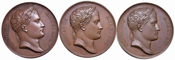 TRE MEDAGLIE NAPOLEONICHE IN BRONZO  - Asta Medaglie napoleoniche, monete toscane di grande modulo. Aurea: monete e medaglie d'oro - Associazione Nazionale - Case d'Asta italiane
