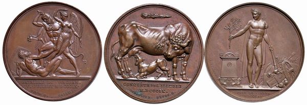 TRE MEDAGLIE NAPOLEONICHE IN BRONZO  - Asta Medaglie napoleoniche, monete toscane di grande modulo. Aurea: monete e medaglie d'oro - Associazione Nazionale - Case d'Asta italiane