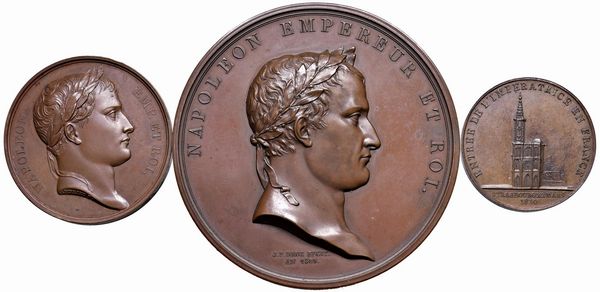 TRE MEDAGLIE NAPOLEONICHE IN BRONZO  - Asta Medaglie napoleoniche, monete toscane di grande modulo. Aurea: monete e medaglie d'oro - Associazione Nazionale - Case d'Asta italiane