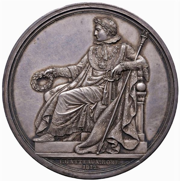 MEDAGLIA NAPOLEONICA IN ARGENTO PER LA SCUOLA FRANCESE DELLE BELLE ARTI A ROMA 1812 OP. GATTEAUX  - Asta Medaglie napoleoniche, monete toscane di grande modulo. Aurea: monete e medaglie d'oro - Associazione Nazionale - Case d'Asta italiane
