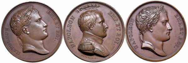TRE MEDAGLIE NAPOLEONICHE IN BRONZO  - Asta Medaglie napoleoniche, monete toscane di grande modulo. Aurea: monete e medaglie d'oro - Associazione Nazionale - Case d'Asta italiane
