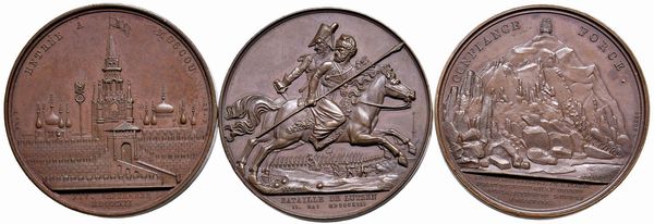 TRE MEDAGLIE NAPOLEONICHE IN BRONZO  - Asta Medaglie napoleoniche, monete toscane di grande modulo. Aurea: monete e medaglie d'oro - Associazione Nazionale - Case d'Asta italiane