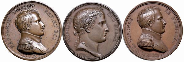 TRE MEDAGLIE NAPOLEONICHE IN BRONZO  - Asta Medaglie napoleoniche, monete toscane di grande modulo. Aurea: monete e medaglie d'oro - Associazione Nazionale - Case d'Asta italiane