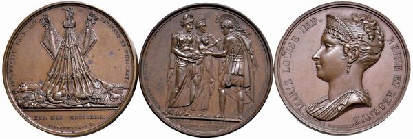 TRE MEDAGLIE NAPOLEONICHE IN BRONZO  - Asta Medaglie napoleoniche, monete toscane di grande modulo. Aurea: monete e medaglie d'oro - Associazione Nazionale - Case d'Asta italiane