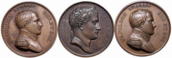 TRE MEDAGLIE NAPOLEONICHE IN BRONZO  - Asta Medaglie napoleoniche, monete toscane di grande modulo. Aurea: monete e medaglie d'oro - Associazione Nazionale - Case d'Asta italiane