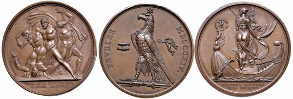 TRE MEDAGLIE NAPOLEONICHE IN BRONZO  - Asta Medaglie napoleoniche, monete toscane di grande modulo. Aurea: monete e medaglie d'oro - Associazione Nazionale - Case d'Asta italiane