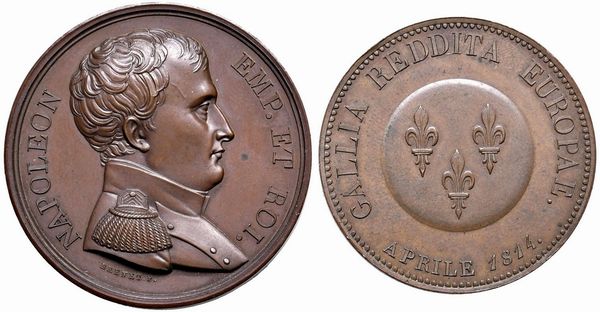 DUE MEDAGLIE NAPOLEONICHE IN BRONZO  - Asta Medaglie napoleoniche, monete toscane di grande modulo. Aurea: monete e medaglie d'oro - Associazione Nazionale - Case d'Asta italiane