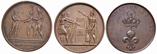 TRE MEDAGLIE NAPOLEONICHE IN BRONZO  - Asta Medaglie napoleoniche, monete toscane di grande modulo. Aurea: monete e medaglie d'oro - Associazione Nazionale - Case d'Asta italiane