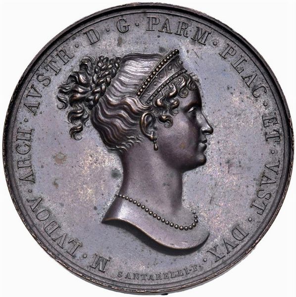 DUCATO DI PARMA, PIACENZA E GUASTALLA. MEDAGLIA IN BRONZO DI MARIA LUIGIA D&rsquo;AUSTRIA 1821 OP. SANTARELLI  - Asta Medaglie napoleoniche, monete toscane di grande modulo. Aurea: monete e medaglie d'oro - Associazione Nazionale - Case d'Asta italiane