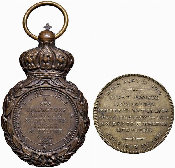 DUE MEDAGLIE NAPOLEONICHE IN BRONZO  - Asta Medaglie napoleoniche, monete toscane di grande modulo. Aurea: monete e medaglie d'oro - Associazione Nazionale - Case d'Asta italiane