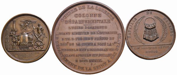 TRE MEDAGLIE NAPOLEONICHE IN BRONZO  - Asta Medaglie napoleoniche, monete toscane di grande modulo. Aurea: monete e medaglie d'oro - Associazione Nazionale - Case d'Asta italiane